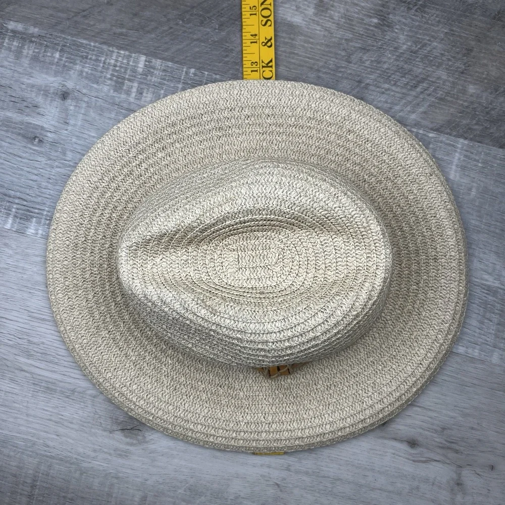 Columbia Straw Beach Sun Floppy Hat Unisex‎ Size S/M Braided Leather